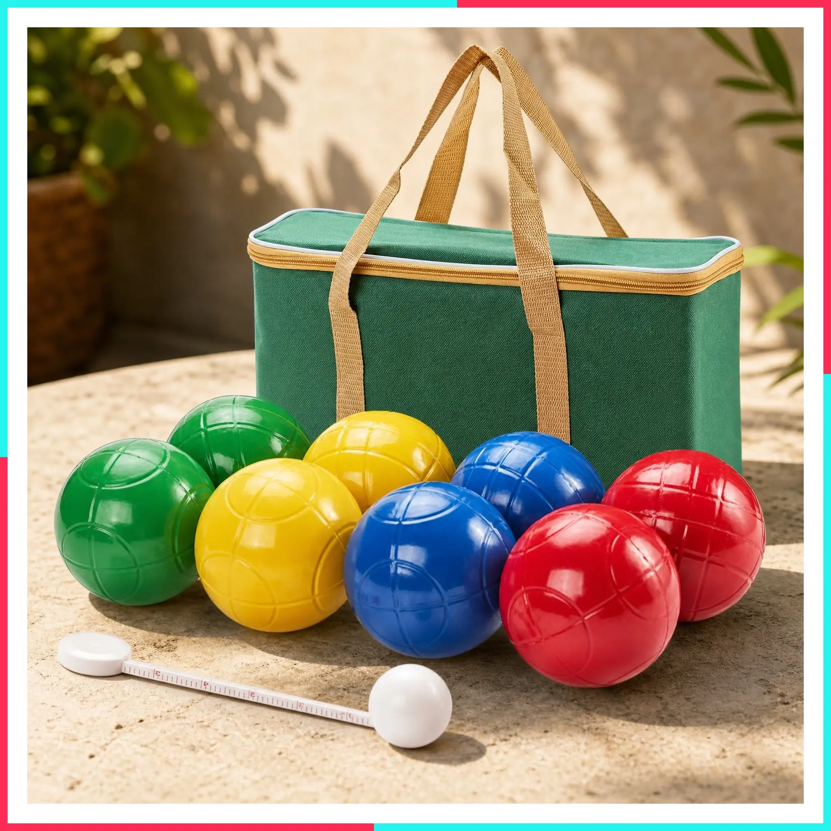90mm Soft PE Bocce Ball Set, Outdoor Boccia Game for Lawn & Yard