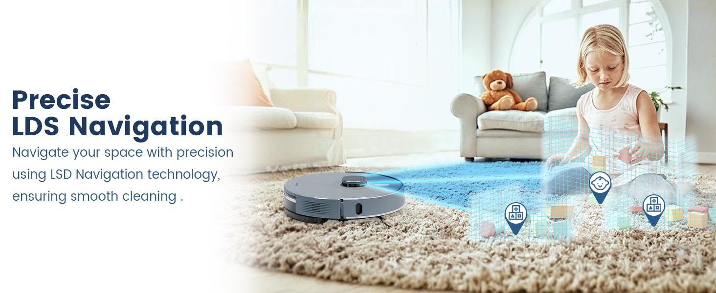 AIRROBO L50+ Robot Vacuum and Mop Combo with 5500Pa Suction, Auto-Emptying Dust Base, Smart Mapping & Voice Control – 60-Day Hands-Free Cleaning for Carpets & Hard Floors