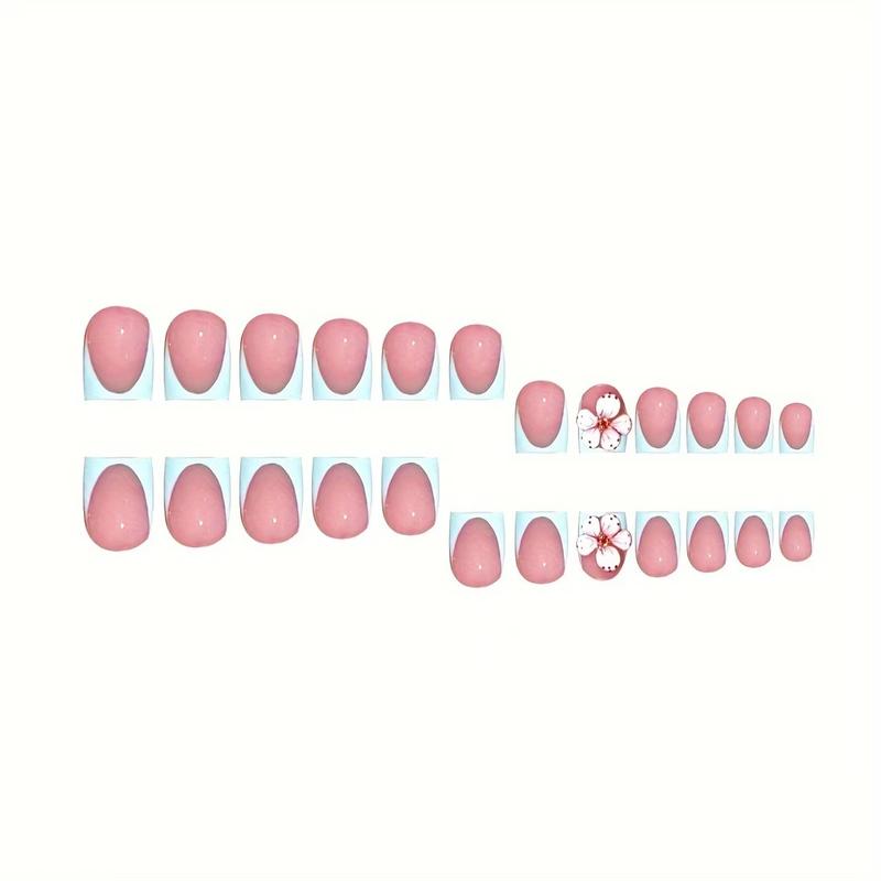 Sweet Floral Short Square Fake Nails Set, Light Glossy Design, Removable Daily Wear for Girls & Women, 24 Pieces Sweet Floral Short Square Fake Nails Set, Light Glossy Design, Removable Daily Wear for Girls & Women, 24 Pieces