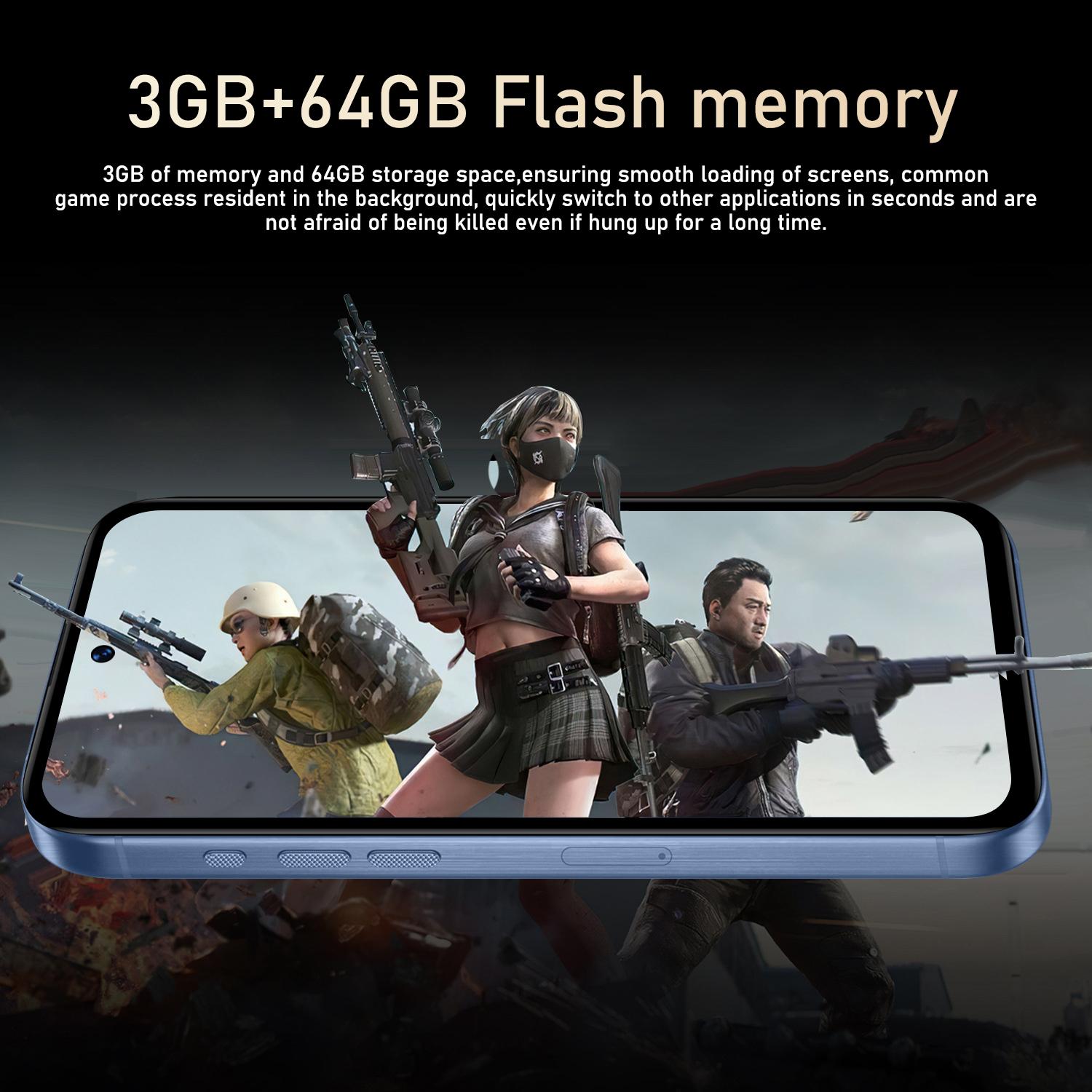 FUFFi-M17 Pro Fashion Smartphone, 6.61-Inch Large Screen, 4G Network, 5MP + 16MP High-Definition Camera, Quad Core Android 10.0, 3GB RAM+64GB ROM, 3500mAh Battery, Dual SIM Dual Standby, Cellphone with Metal Frame