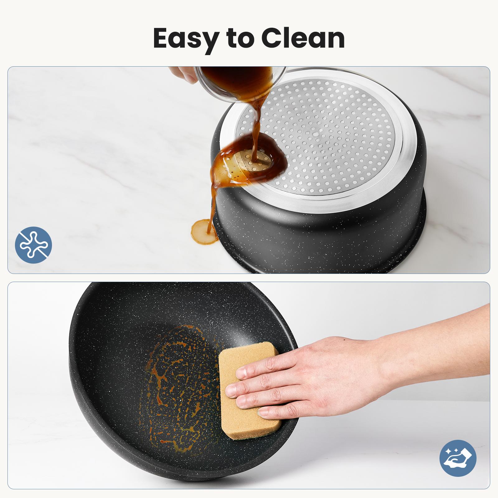 12 Piece Non Stick Pots and Pans Set, Versatile Kitchenware for Home Cooking, Oil Efficient Design, Detachable Handles, Beige Cookware Set