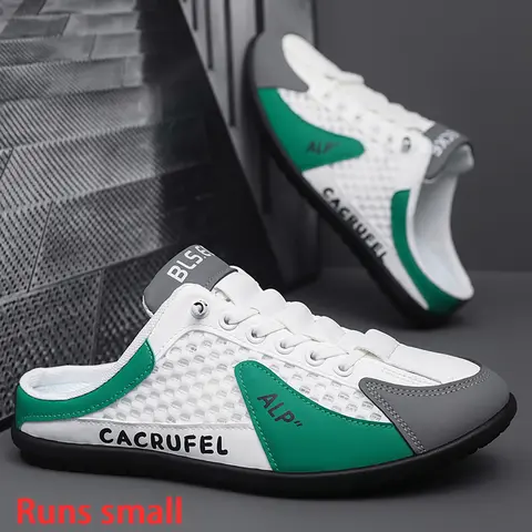 Men's Breathable Mesh Slip-On Mules, Casual Summer Sports Shoes for Beach & Daily Wear, Beach Footwear, Comfortable Design (Note: Runs Small, Size Up Recommended)