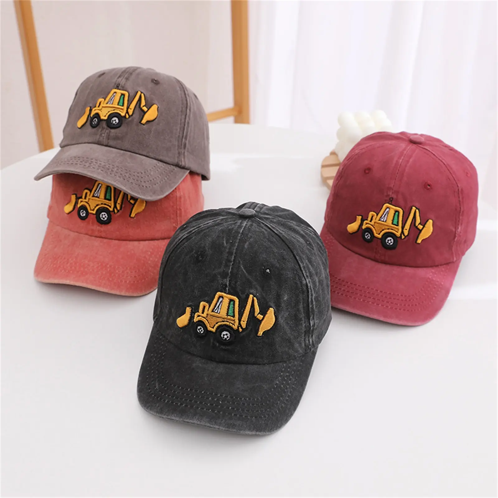 Toddler Embroidery Excavator Baseball Hat Adjustable Baseball Cap Kids Boy Girls Birthday Gift