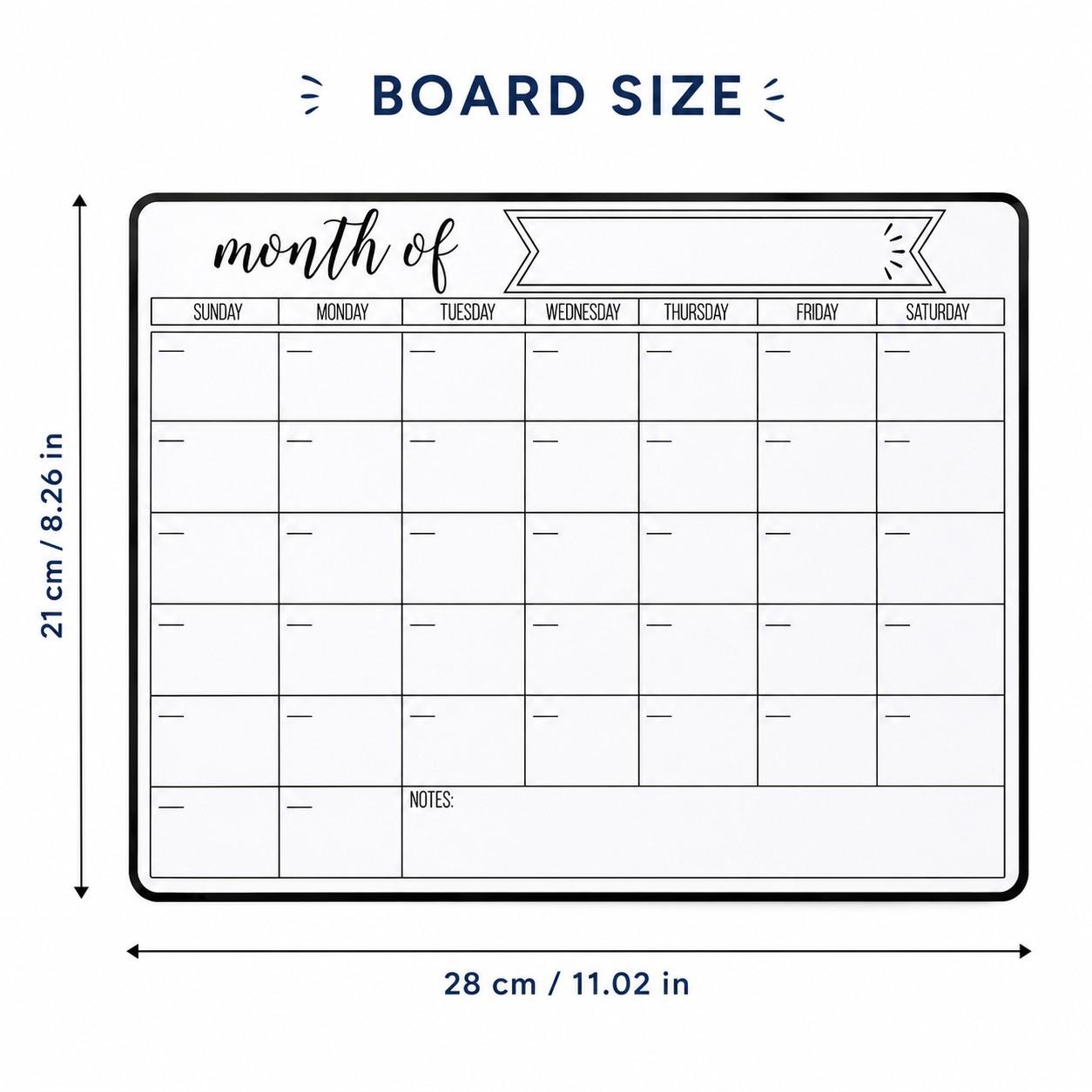 Magnetic Refrigerator Monthly Planner Set, Calendar for Fridge, Includes 4 Magnetic Markers, Reusable Whiteboard, Ideal for Home and Study Time Management