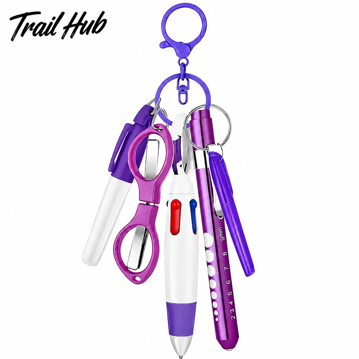All-in-One Medical Professional Stationery Kit Featuring Retractable Badge Reel, Ergonomic Ballpoint Pens, Dual-Tip Highlighters, Fine-Tip Permanent Markers, and Compact Foldable Stainless Steel Scissors—Designed for Nurses, Doctors, and Healthcare Staff