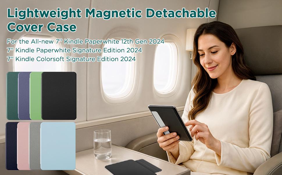 6" / 6.8" / 7" Kindle Detachable Magnetic Case – Slim PU Leather Cover with Auto Wake/Sleep Protection