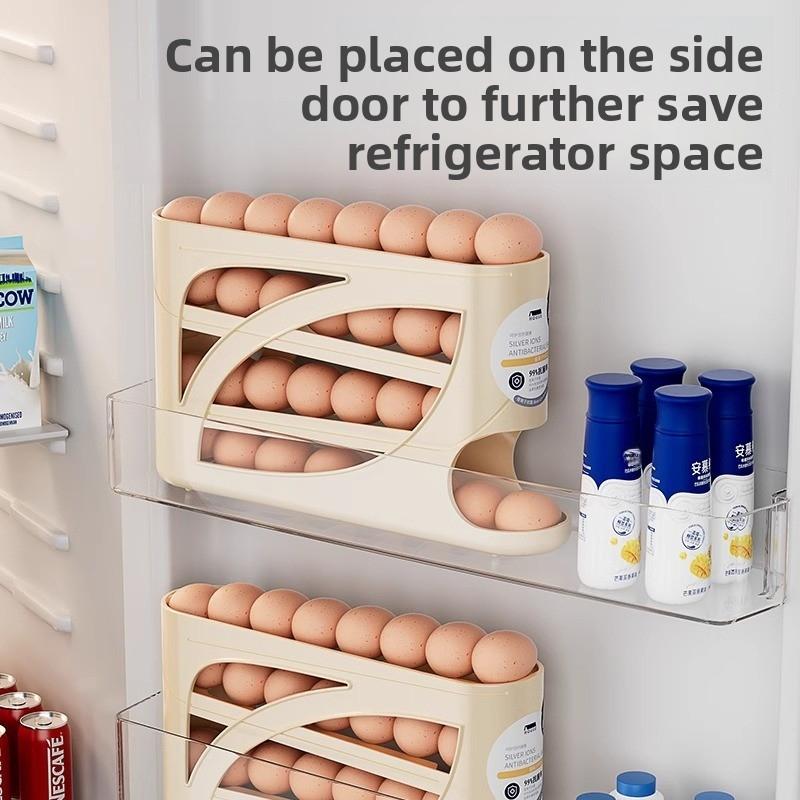 3 Layer Egg Storage Box, Large Capacity Egg Rack, Automatic Rolling Egg Holder, Kitchen Fridge Organizer, Home Use, Stackable Fridge Organizer