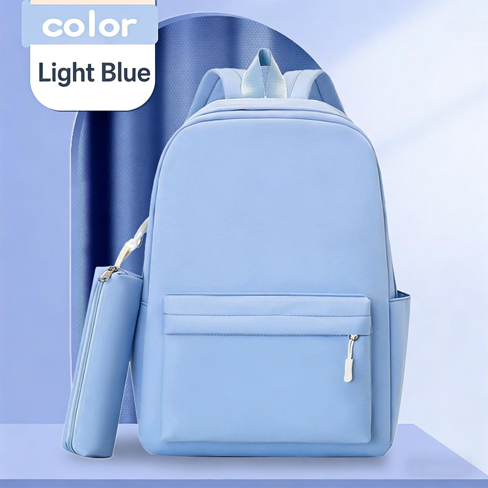 Jesus Letter Pattern Backpack & Pencil Case Set, Large Capacity Commute Backpack, Simple Solid Color with Multiple Colors, Ergonomic Shoulder Straps