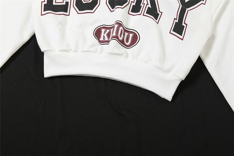 DOUCIU  Trendy Personality High Street Cool Hip-Hop Versatile Women'S Letter Printing Cross-Shoulder Long Sleeves Short Crop-top T-Shirt