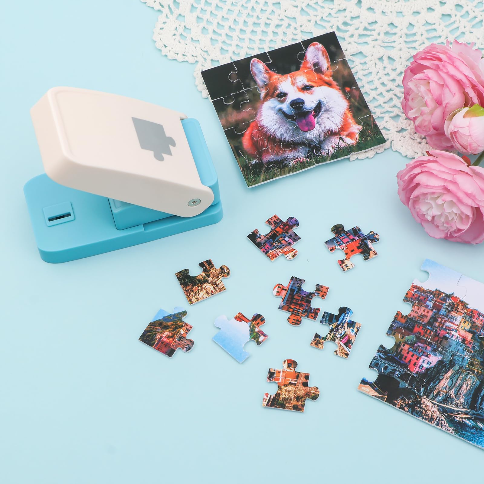 Puzzle Maker Punch Machine, Smooth Cut Paper Punch Tool, Portable DIY Cutter for Custom Puzzle Pieces, Great for Scrapbooking, Cards, Albums, Art Crafts, Personalized Handmade Projects & Creative DIY Gifts