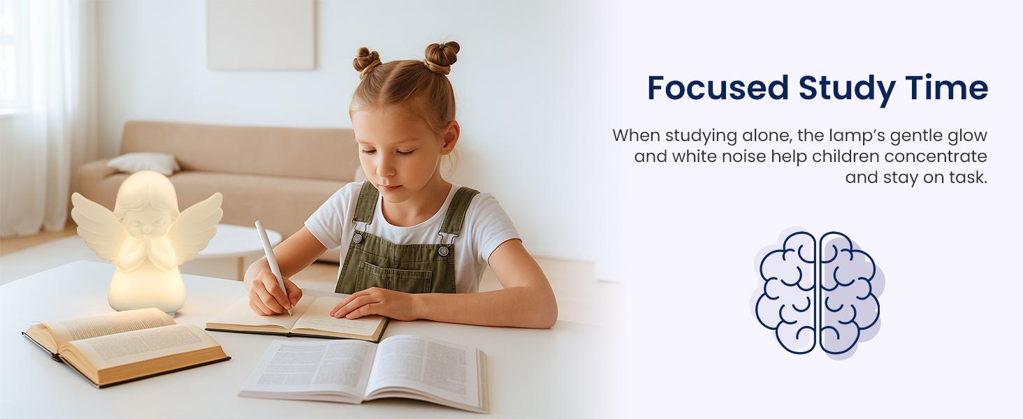 Hiseeme  Angel Baby Night Light — White Noise (Baby-Breath + Piano), Soothing Sleep Aid for Infants & Kids，7 RGB Colors, Guided Breathing (Voice+Light) | Tap Ctrl, USB-C, BPA-Free Silicone, 12-Month Replace