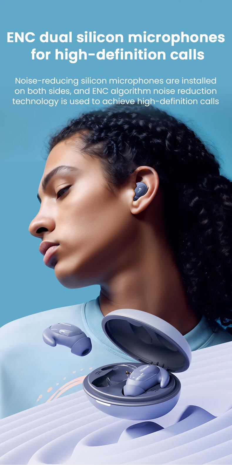 MINISO MS153 Wireless Sleep Earbuds Noise Blocking Headphones for Sleep Comfortable Fit Bluetooth 5.4 Earphones Side Sleeping In-Ear Headsets Noise reduction and sleep aid