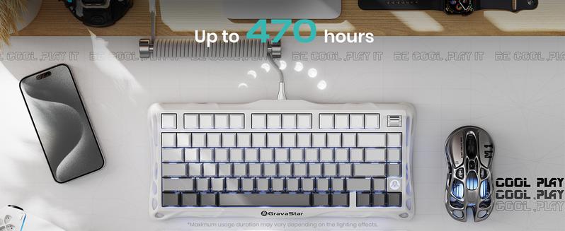 GravaStar Mercury K1 - Gradient White 75%  Wireless Mechanical Gaming Keyboard - Aluminum Alloy Exoskeleton, Gasket - Mounted, Hot - Swap Sockets, Linear Switches
