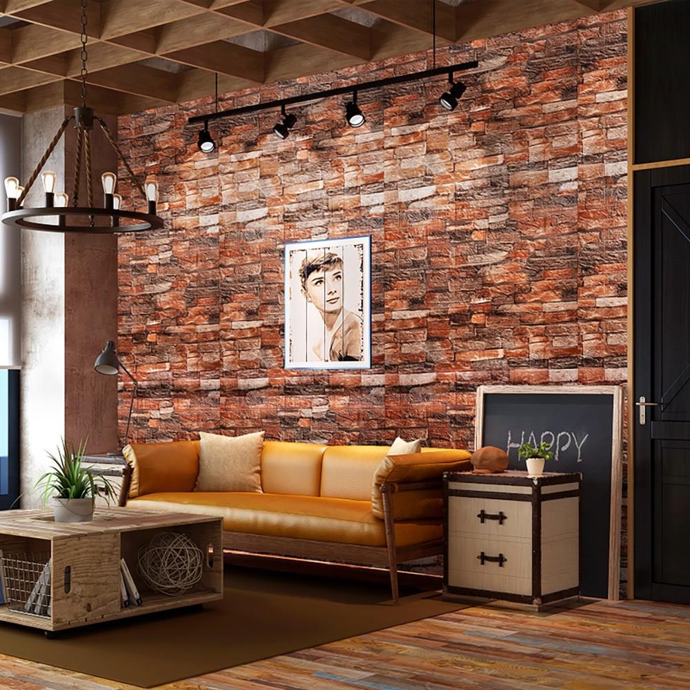 32pcs Self-Adhesive Xpe Retro Wall Stickers, Foam Brick Wallpaper for Bedroom, Waterproof Home Decor, 3mm Thick, Multiple Colors Available