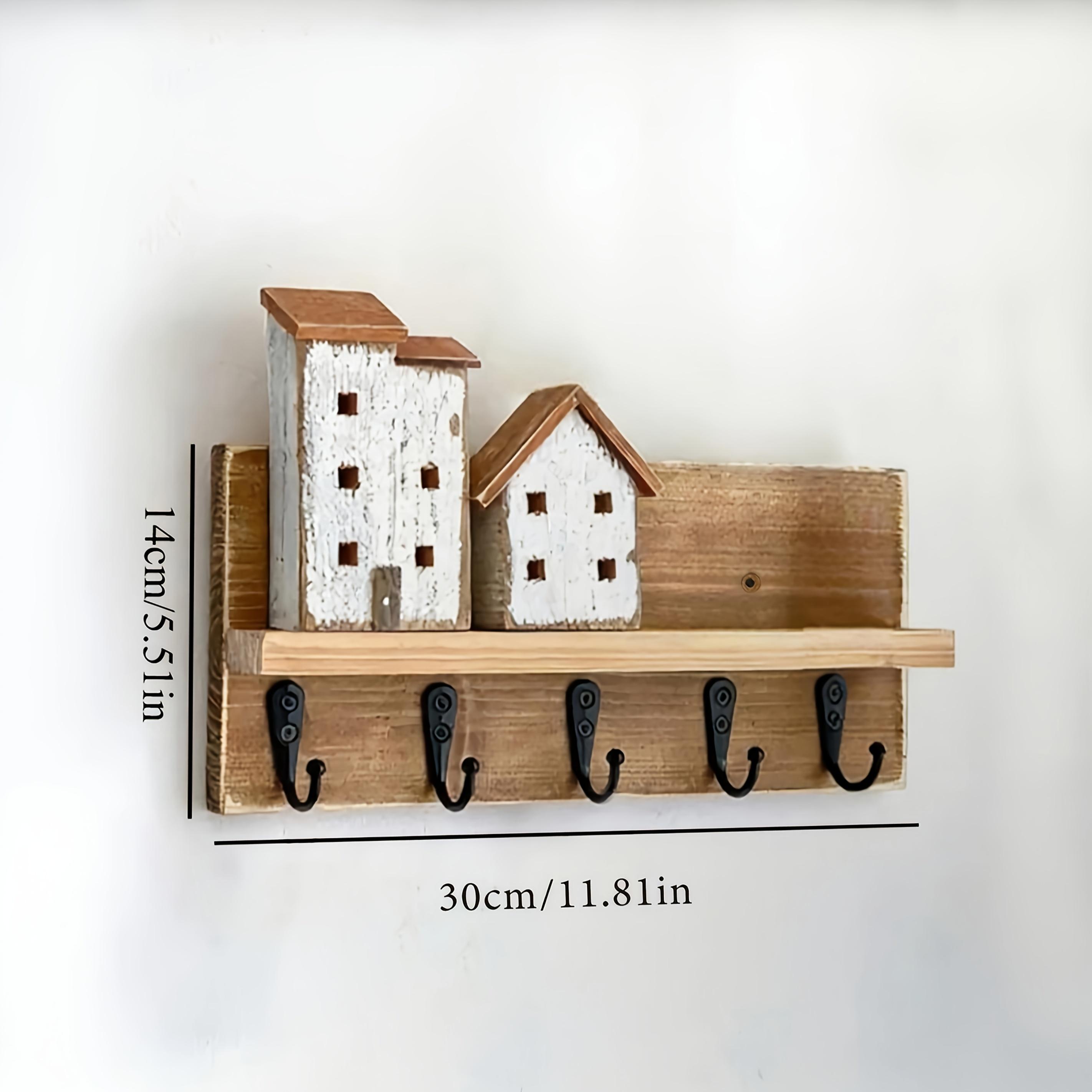 1pc 3D Rustic Wall-mounted Key Holder with 5 Hooks, Wall-mounted Key Rack, Wooden Entryway Organizer with Hooks, Suitable for Bedroom, Home Wall Display, Art Wall Storage, Art and Craft Wall Display Rack, Key Hook and Coat Hook