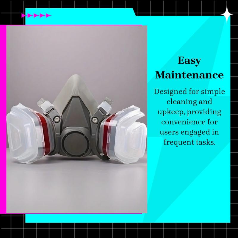 Half-Face Respirator Mask with Filter Box, Reusable Dustproof Safety Mask for Paint, Woodworking, Construction, Polishing, Chemicals and DIY