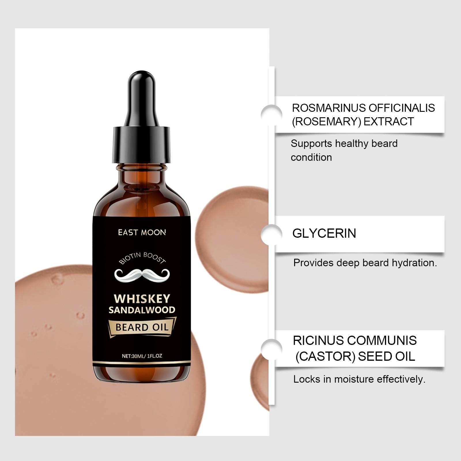 1 Piece/2 Pieces Men's Beard Care Essential Oil, Gentle Formula with Vitamin E, Rosemary Extract, Castor Oil, Daily Softening,