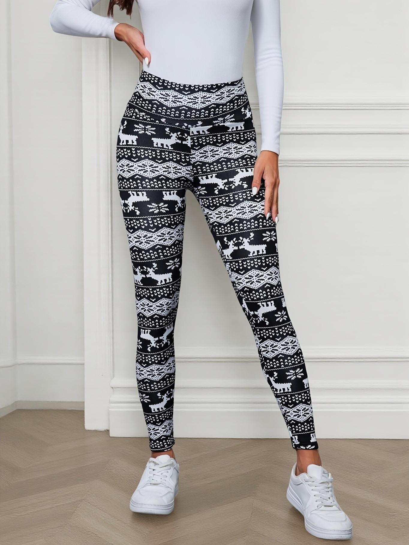 Women's Christmas Winter Warm High-Waisted Elastic Fashion Slim Fit Bottoms, Casual Sporty Style, All Seasons Wear High Stretch Leggings