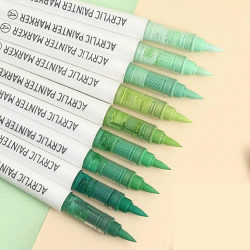 Gradient Color Marker Pen, 9 Counts/set Liquid Acrylic Marker Pen, Student Colored Graffiti Painting Coloring Pen, Art Supplies