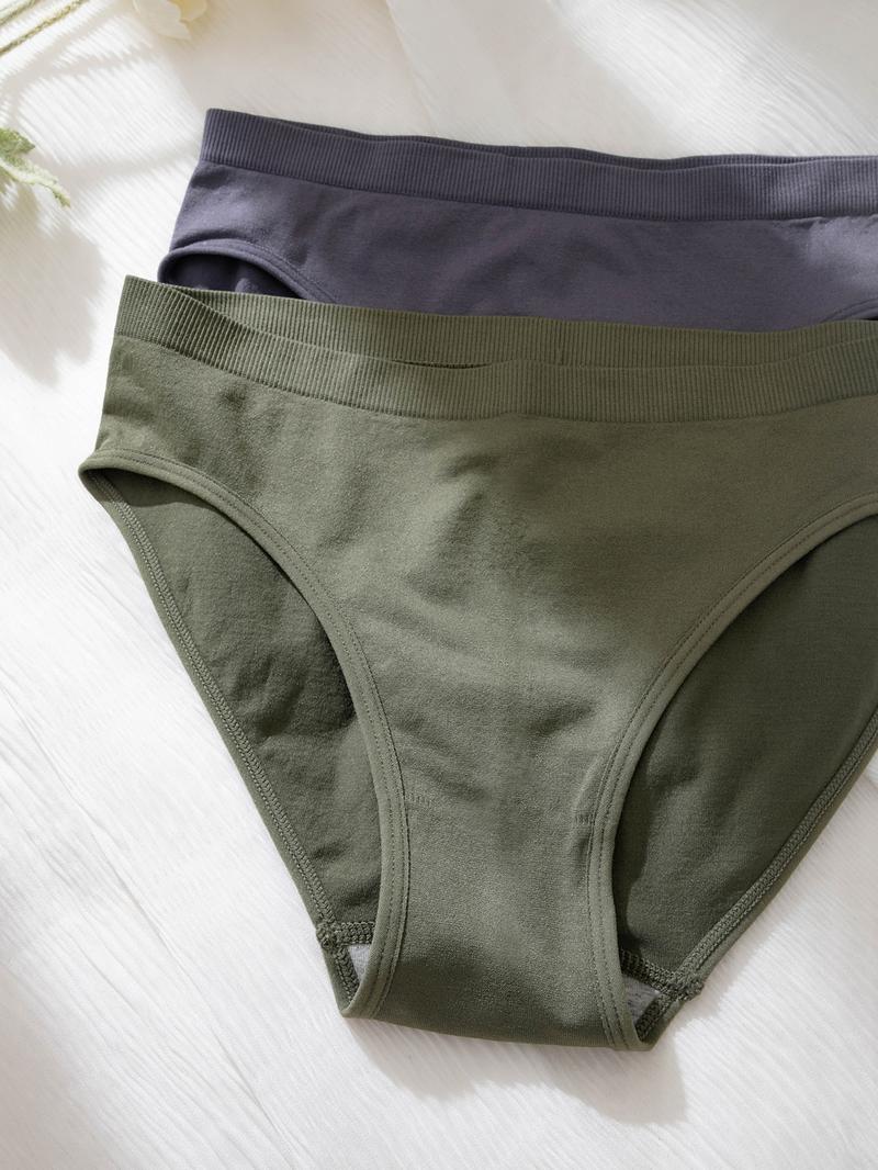Women's Solid Color Brief, Elegant Soft Comfy Breathable Panty for Daily Wear, Underwear for All Seasons, Womenswear, Casual Comfy Panty, Soft Comfy Panties, Seamless Panties, Minimalist Soft Panties, Soft Breathable Knicker, Seamless Panties Set