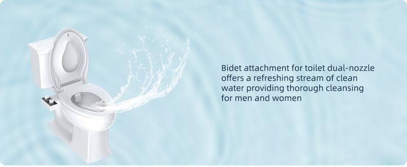 Hibbent Bidet Attachment for Toilet, Non-Electric Dual Nozzle for Frontal & Rear Wash, Adjustable Water Pressure Control, Fresh Water Bidet Toilet Seat, Self Cleaning Water Sprayer, Matte Black