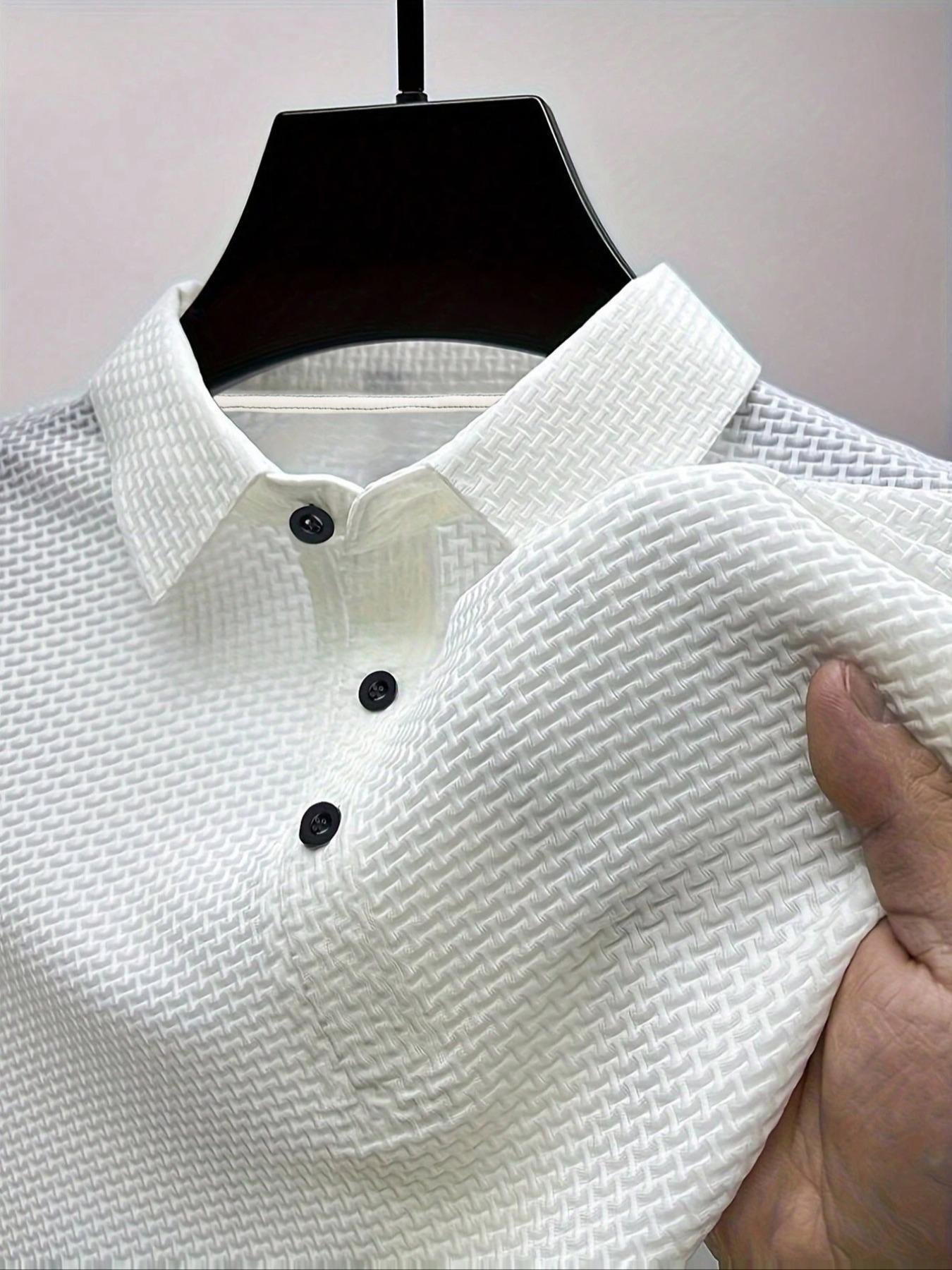 "Men's Waffle Knit Short Sleeve Polo Shirts, 2 Pack Breathable Casual Golf Tops, Soft Comfy Button Down Collared Tees for Daily Wear and Business Casual"