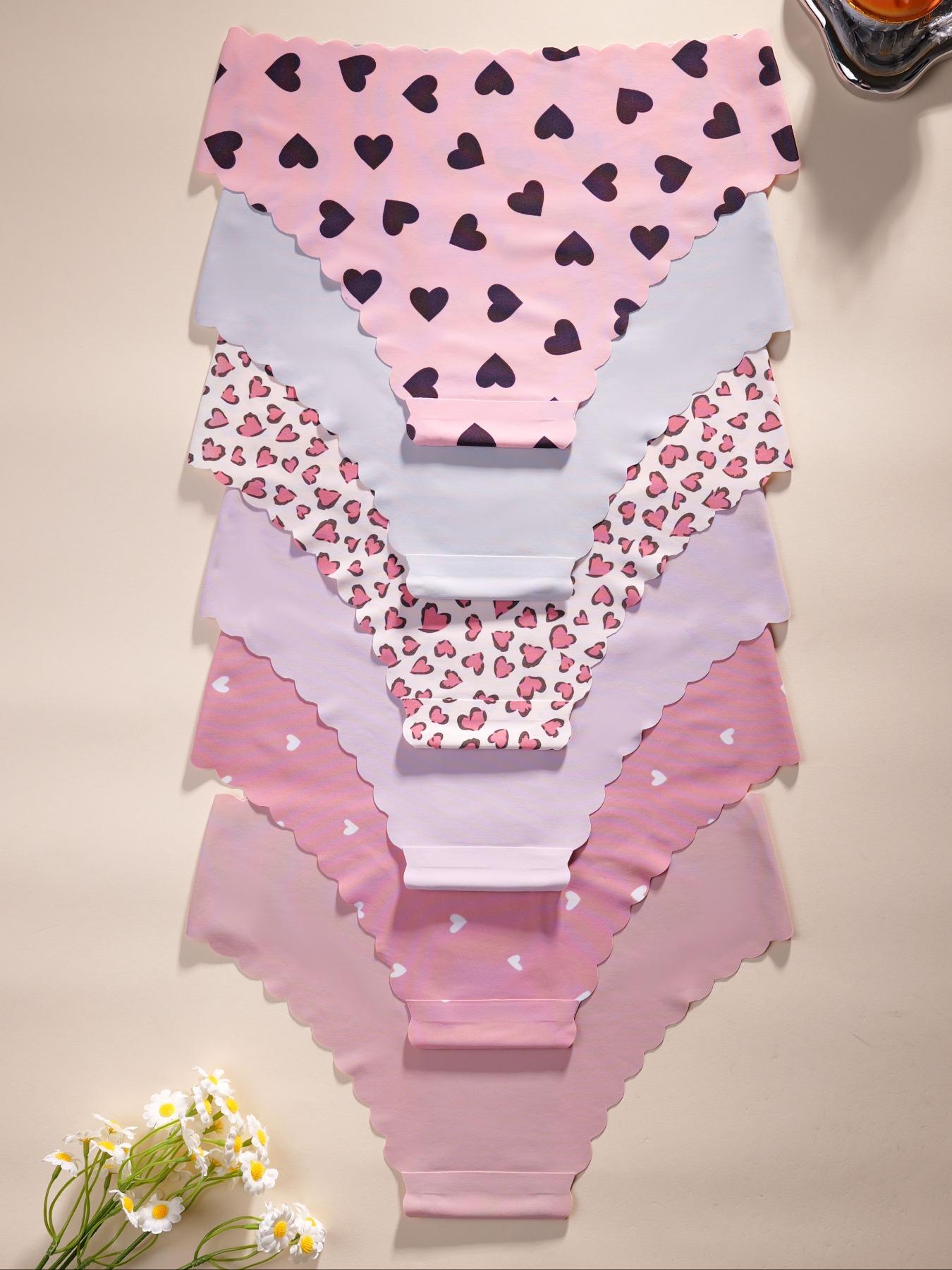 Women's Heart Pattern Panties, Fitted & Plain Design, Breathable Lightweight Comfort Underwear, All-Season Wear, Ideal for Daily Use, Breathable Knicker