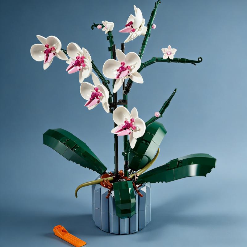 orchid set botanical collection flowers adult building kit fake orchid plant home decor flower mothers day gift for her  never wilt flowers desk ornament Orchid 10311  Orchid 608 Pieces Orchid Gift for Her
