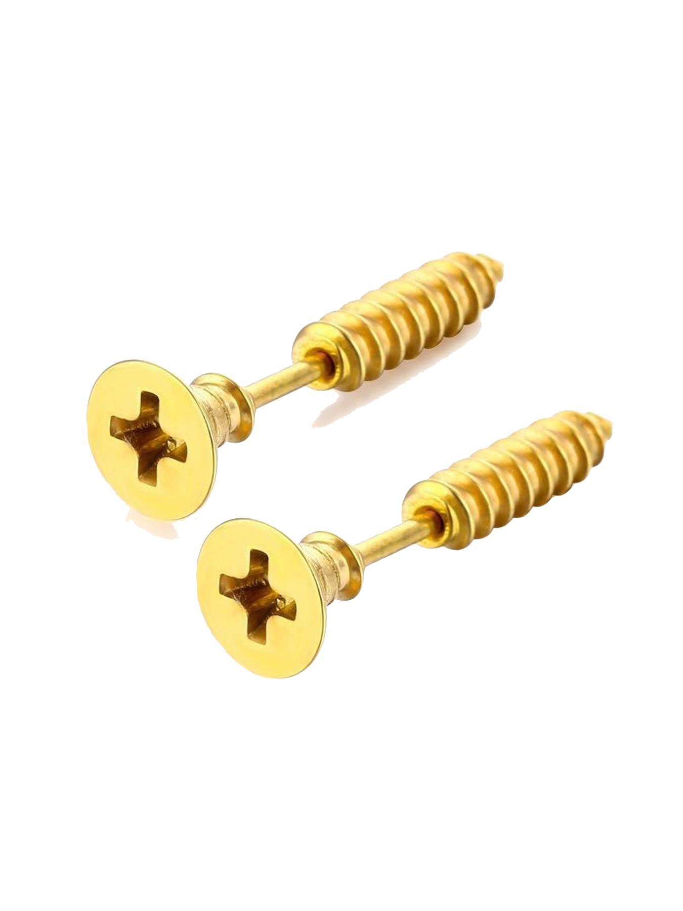 Unisex Stainless Steel Screw Ear Studs & Safety Pin Earrings, Punk Hip-Hop Design, Hypoallergenic, Cool Grunge Style, Piercing Jewelry