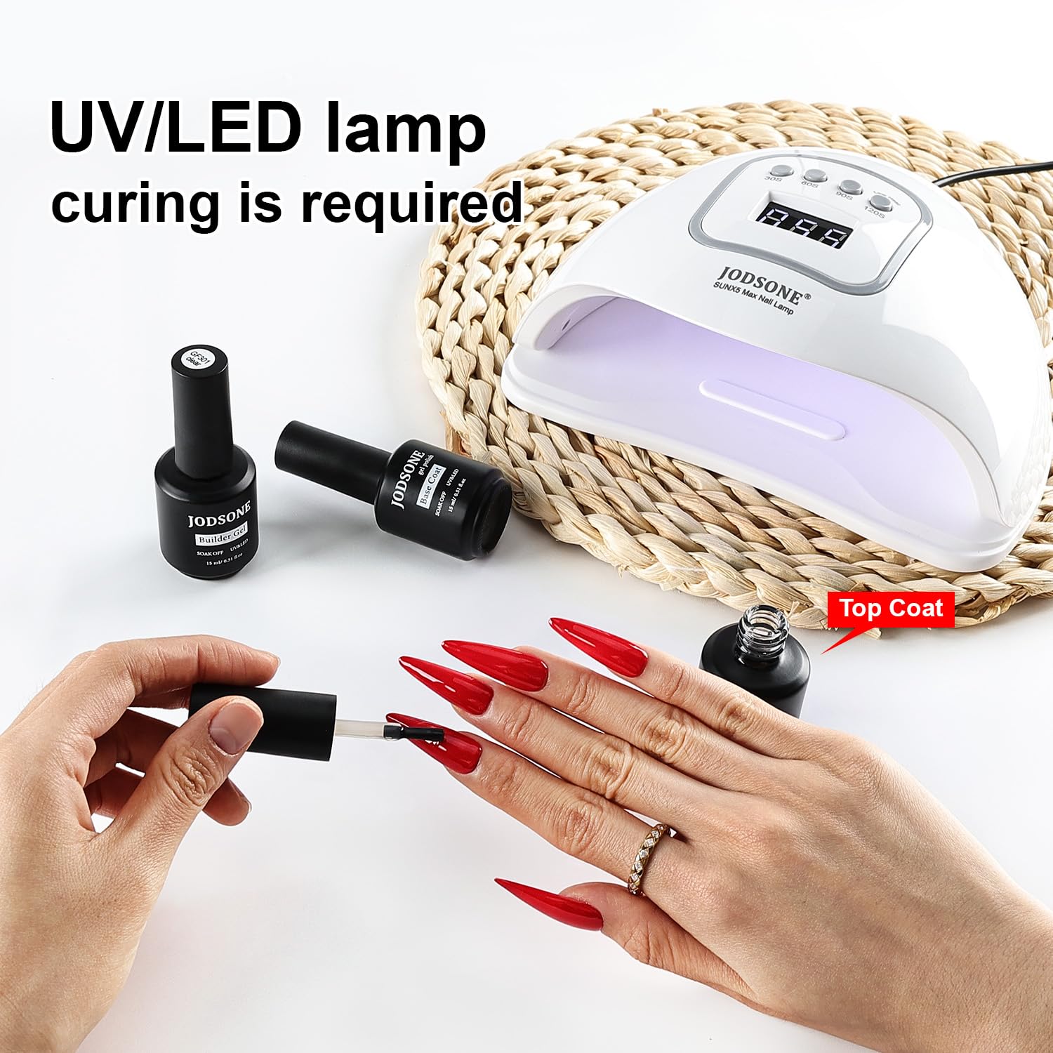 JODSONE 15ML Base Coat Top Coat & Builder Gel 3 PCS Gel Polish Set for Salon & Home Use Nail Care Manicure Kit