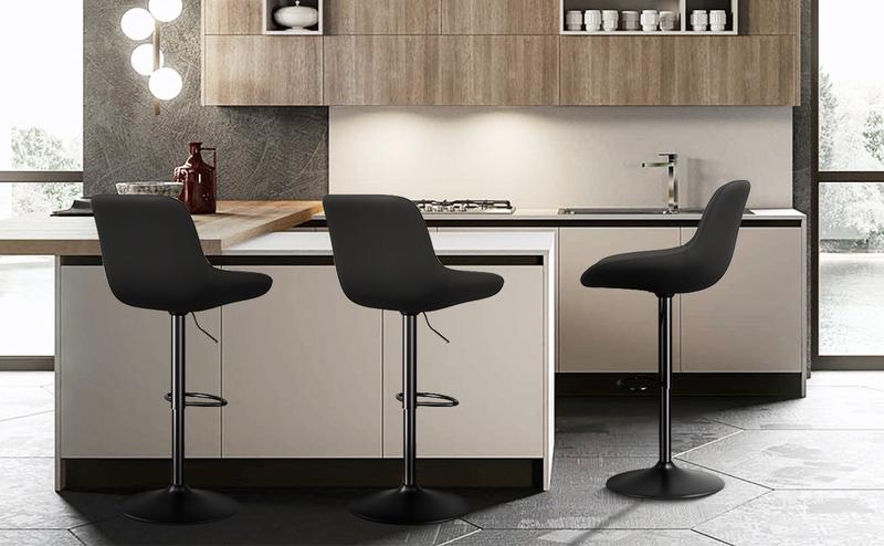 Bar Stools Set of 2, Adjustable Modern Swivel Bar Stools with Backs, Counter Height Performance Fabric Island Chairs for Home Kitchen, Dark Brown