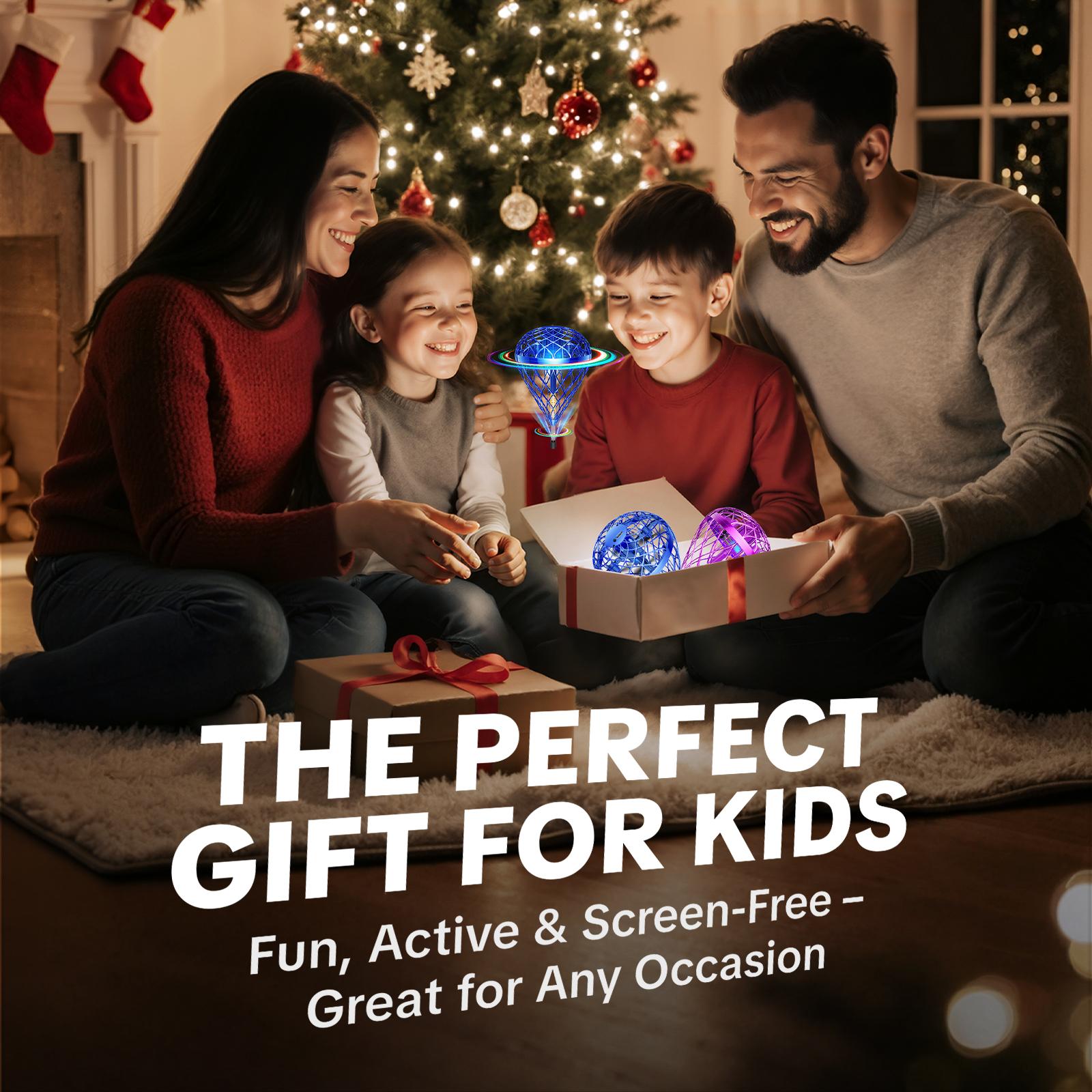 Flystars Hand Controlled Flying Orb Ball Mini Drone, Magic LED Boomerang Hover Spinner, USB-C Rechargeable with 2 Swappable Batteries, Indoor Outdoor Fun Toys & Holiday Gifts for Kids Ages 6+, Gifts for Christmas