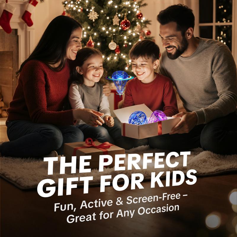 Flystars Hand Controlled Flying Orb Ball Mini Drone, Magic LED Boomerang Hover Spinner, USB-C Rechargeable with 2 Swappable Batteries, Indoor Outdoor Fun Toys & Holiday Gifts for Kids Ages 6+, Gifts for Christmas