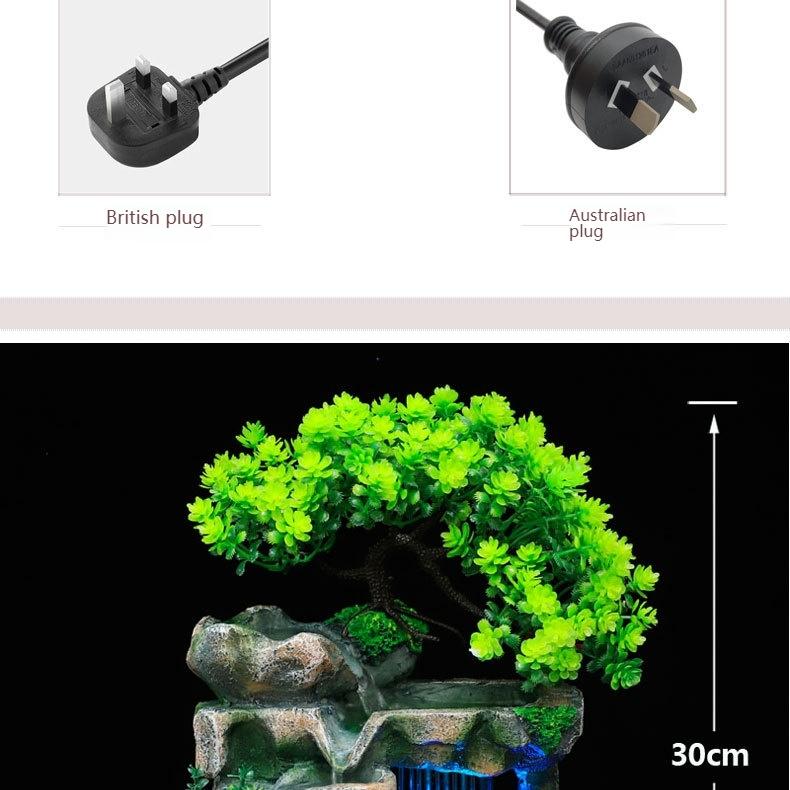 The Creative Cycle Water Flow Desk Ornament is a resin sculpture inspired by miniature natural landscapes, featuring an integrated small water pump to achieve a continuous water circulation flow