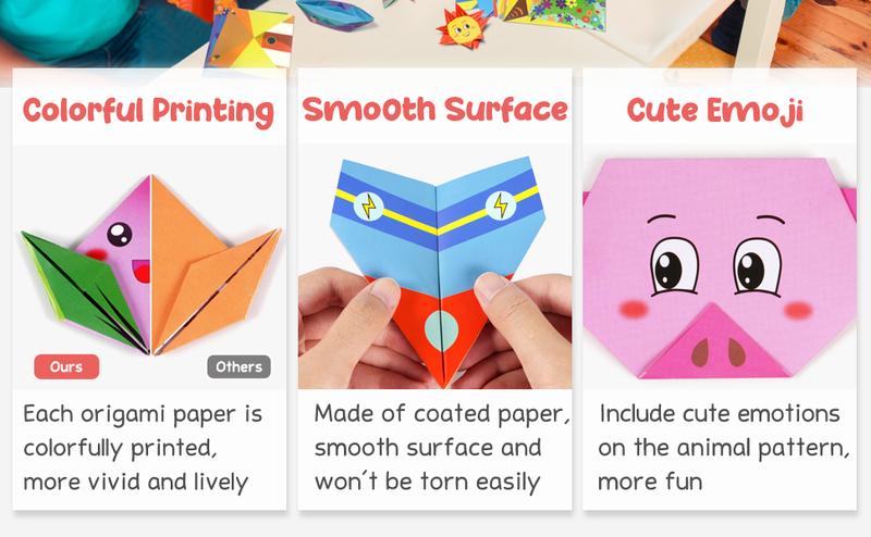 Gamenote Colorful Origami Kit, 54 Projects, 120 Double Sided Origami Paper, 12 Sheets Practice Papers, Origami Gift for 4+ Girls Boys Adult Beginners