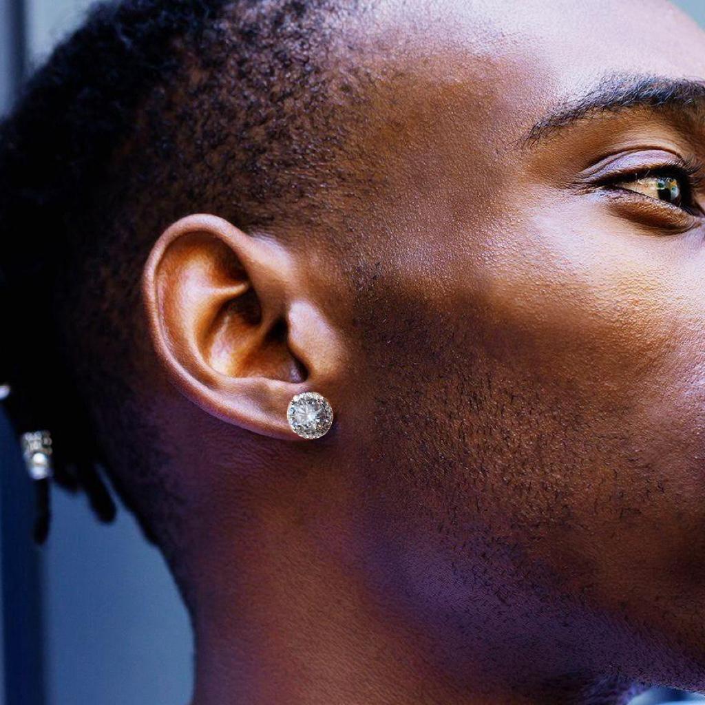 Delzzad 18k Gold-Plated Iced Out Halo Stud Earrings D Color VVS Synthetic Moissanite Stud Earrings Jewelry S925 Studs Perfect Birthday Mother’s Day Christmas Gift for Men Women Wedding Set