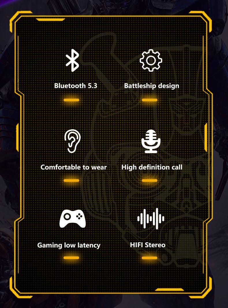 Transformers T01 Bluetooth Headset In-Ear Design Low Latency Headset TWS Wireless HIFI Stereo Headset With Microphone