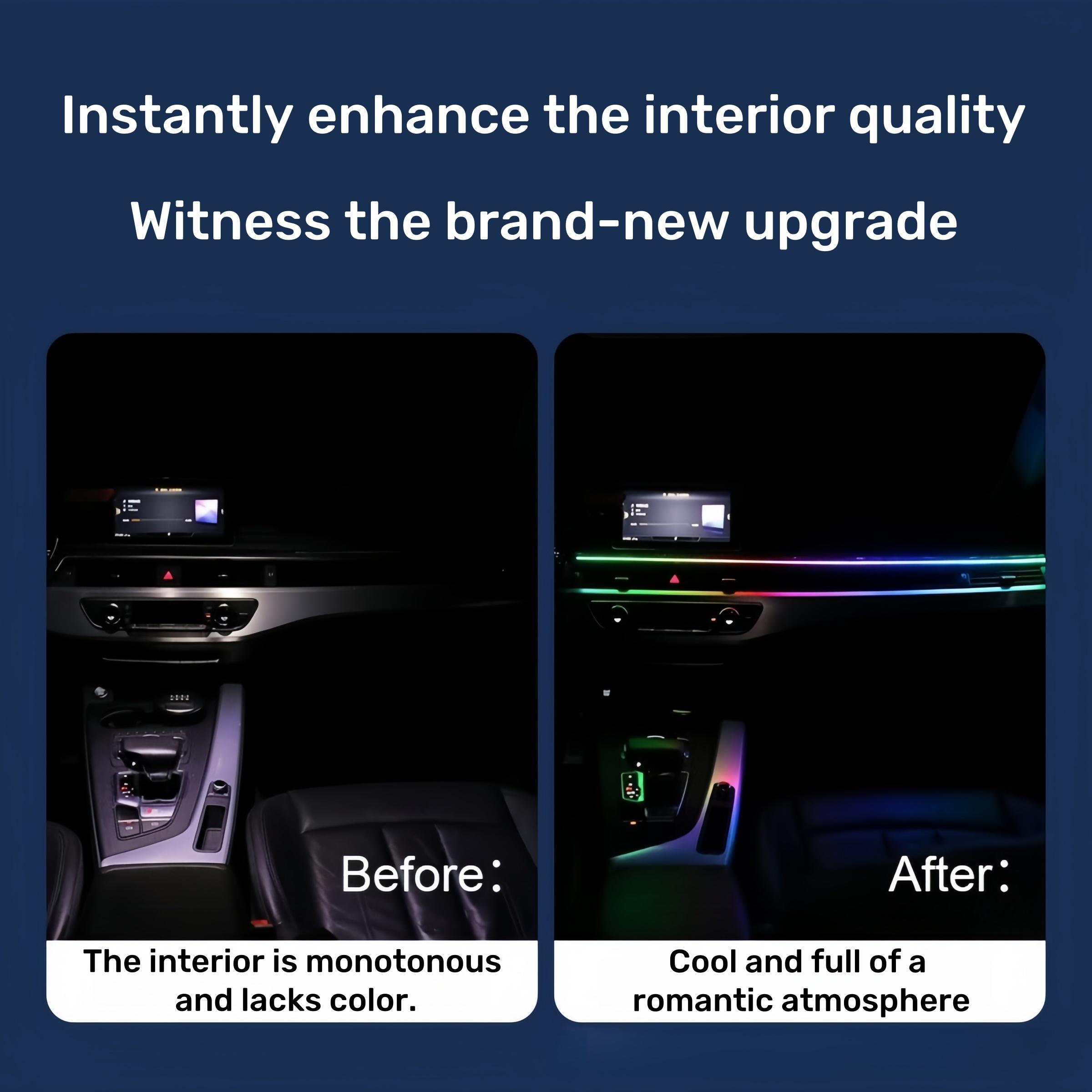 Car Center Console Ambient Light, Car Interior LED Lamp, Acrylic Dashboard Atmosphere Light, USB Wired Flowing Light, Car Ambient Lighting, Interior Car Lights