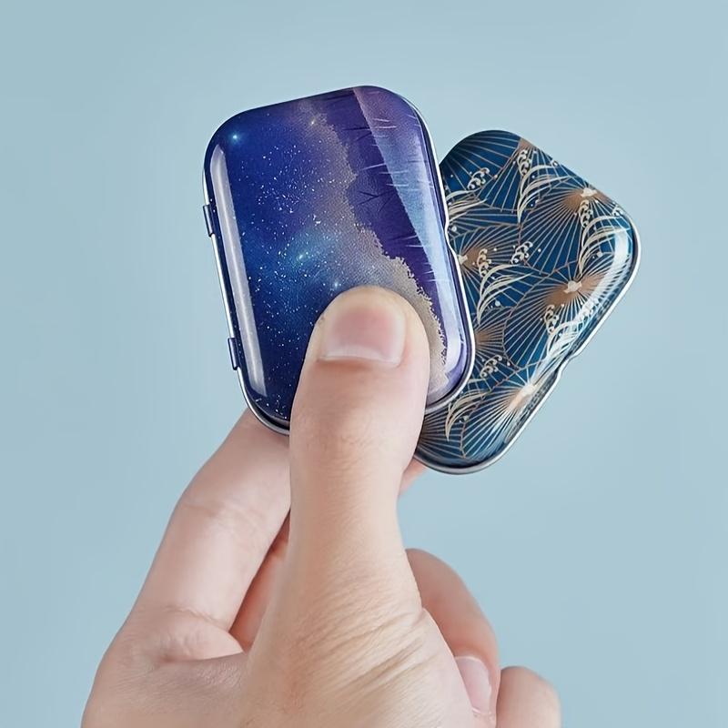 1 printed metal rectangular empty hinge jar-portable mini storage box, flip design, suitable for family storage-can be used for storing jewelry, handicrafts and gifts-is the perfect choice for sorting small objects and sewing supplies.