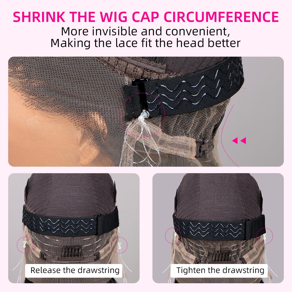 Bling Hair Invisi Strap 360 Full Lace Frontal Wigs Human Hair Bone Straight Wigs Brazilian Virgin Wigs Pre Plucked Drawstring Wig for Women 180 Density TikTokShopBlackFriday