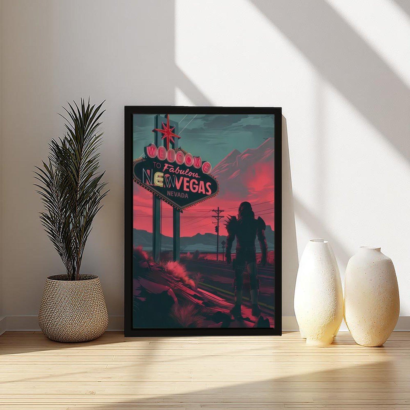 Welcome to New Vegas Poster, Fallout Video Game Art, Wasteland Art, Neon Sign Video Game Poster Decor Photo, Gaming Room Decor, Gamer Gift, Video Game Wall Art, Room Decor Wall Art Poster, Canvas Prints, Wall Art Painting, Fallout Decor