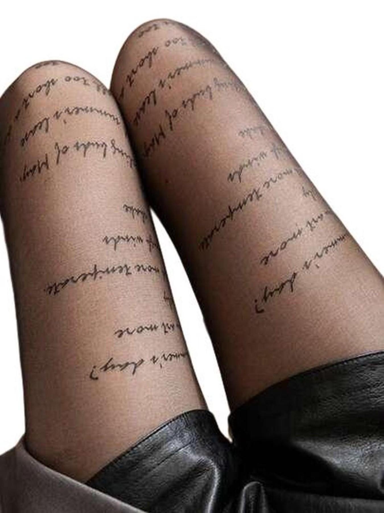 Spring and Autumn Socks Y2K Style Women's Tight Pants White Translucent Pantyhose Elastic Punk Letter Printed Long Socks Look Good and Comfortable to Wear Socks