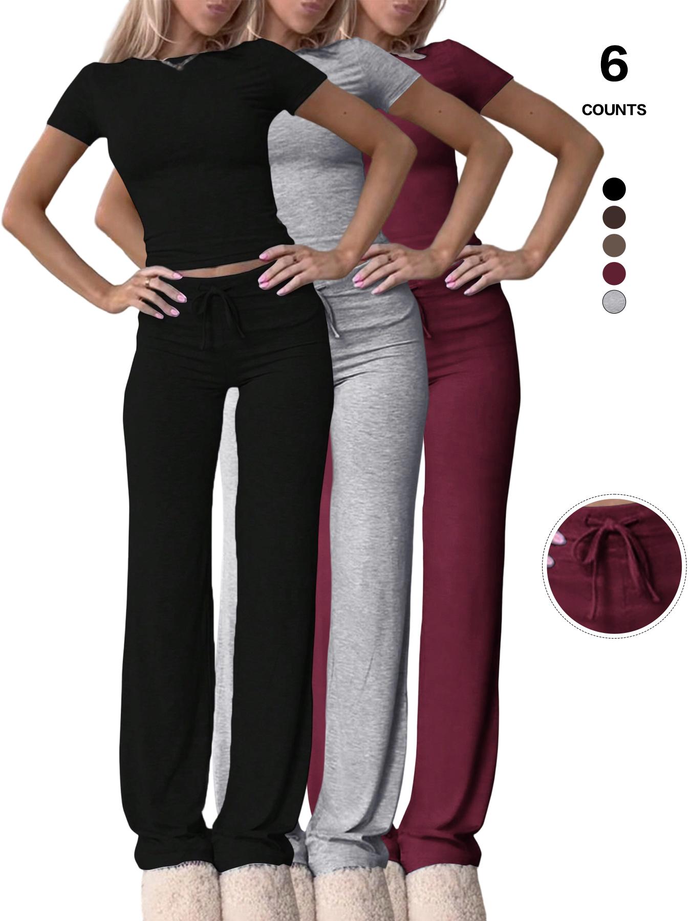 Women's Slim Fit Cropped T-Shirt & High-Waisted Flared Pants Sportswear Set, Casual Style, All Seasons Wear, Perfect for Daily, Athleisure Wear Set