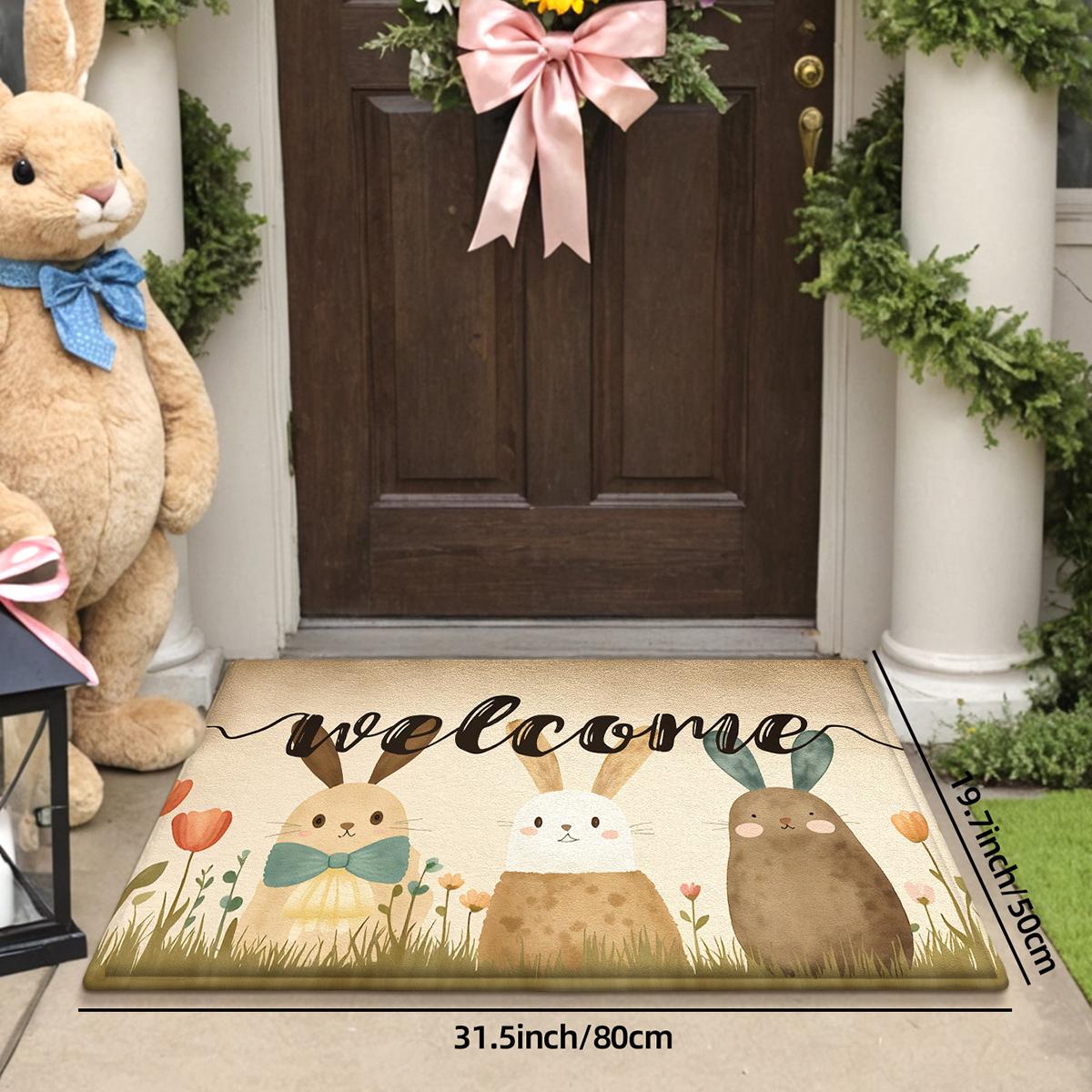 Easter Bunny Easter Egg Welcome Rug, Non-Slip Backing, Suitable for Bathroom Kitchen Indoor Outdoor Use