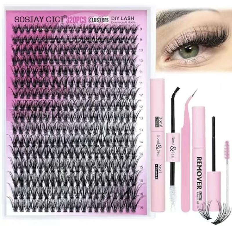 DlY Eyelash Extension Kit Summer Style 320 Pcs 40D Curl Clusters Individual False Eyelashes, Mixed 9-1ómm, with LashBond & Seal, Eyelash Tweezers, Eyelash Remover, Eye Makeup Enhancement Products, DlY Lash Extensions at Home, Mother's Day Gift Cosmetic DlY Eyelash Extension Kit Summer Style 320 Pcs 40D Curl Clusters Individual False Eyelashes, Mixed 9-1ómm, with LashBond & Seal, Eyelash Tweezers, Eyelash Remover, Eye Makeup Enhancement Products, DlY Lash Extensions at Home, Mother's Day Gift Cosmetic