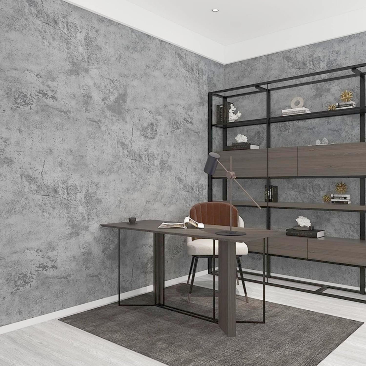 40cmWidth Grey PVC Industrial Cement Wallpaper Self-Adhesive Vinyl Waterproof Wall Stickers for Clothing Store Living Room Decor