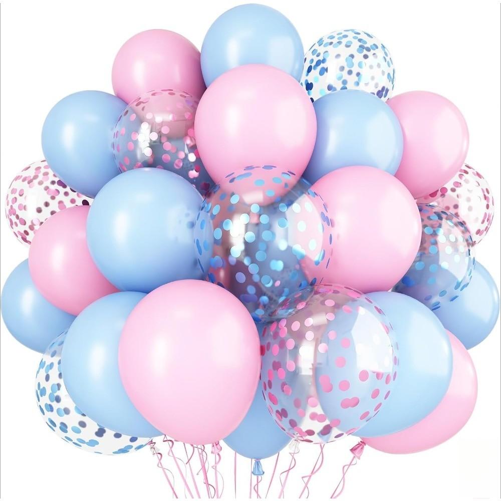 Blue Balloon Set 48 Pieces, Latex Balloons with Matching Glitter Balloons, Ideal for Gender Reveal Party, Baby Shower, Birthday Party