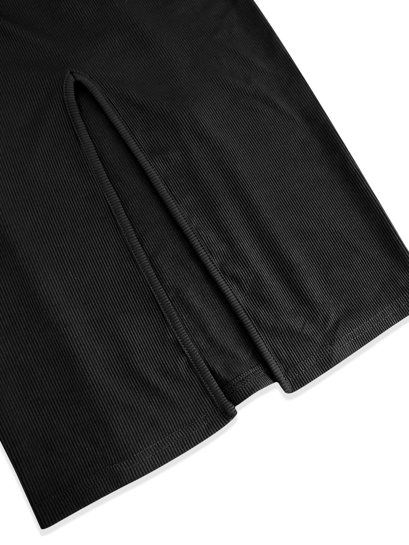 Women's Plain Solid Bodycon Slim Fit Sleeveless High Elastic Loose Round Neck Ribbed Casual Sexy Dress, Spring & Fall Fashion