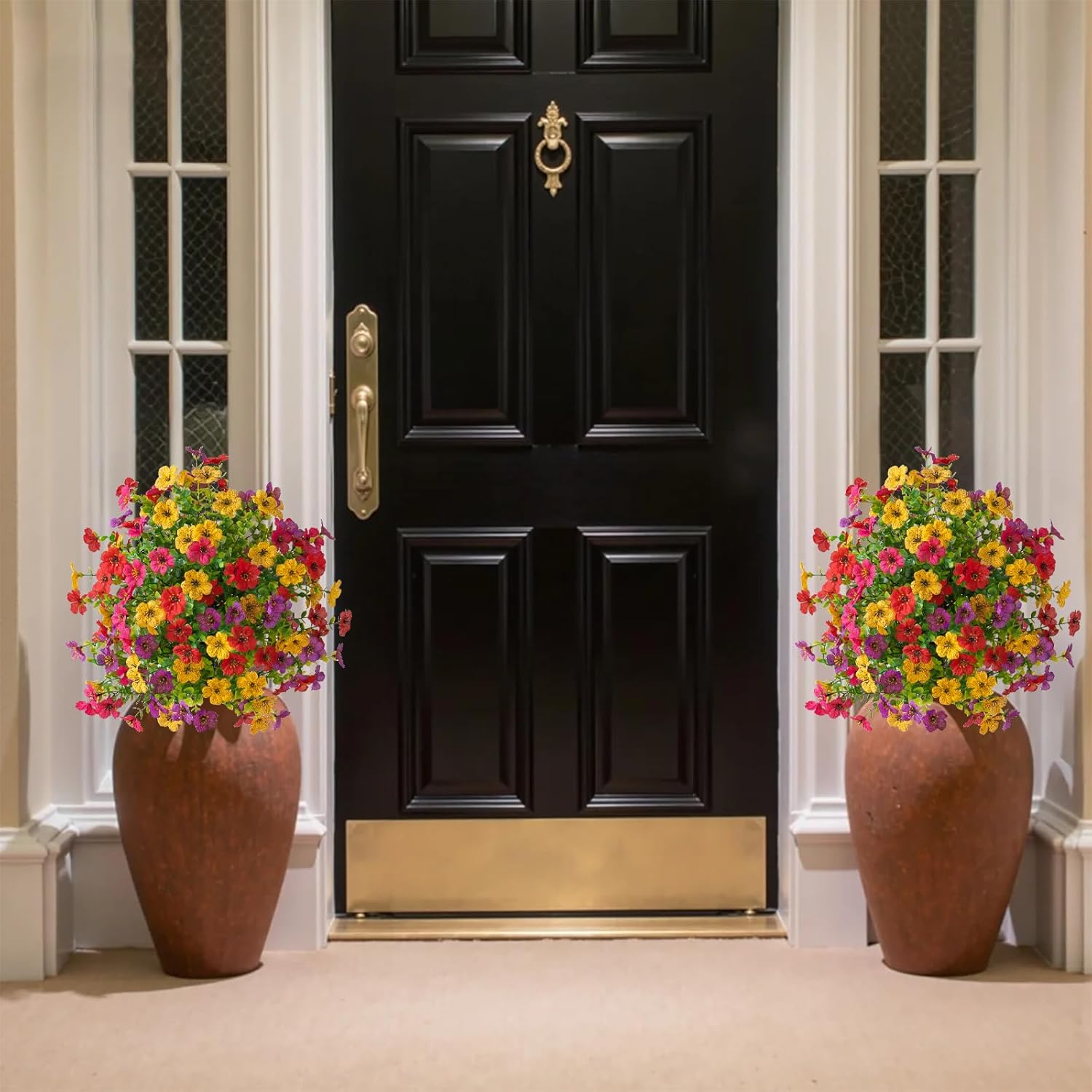 21 Inch Artificial Flower Stake Outdoor Decor - Multi-Color Garden Stakes for Yard & Lawn, No Fade Heavy Duty Plastic, All Season Decoration (Mixed Color)