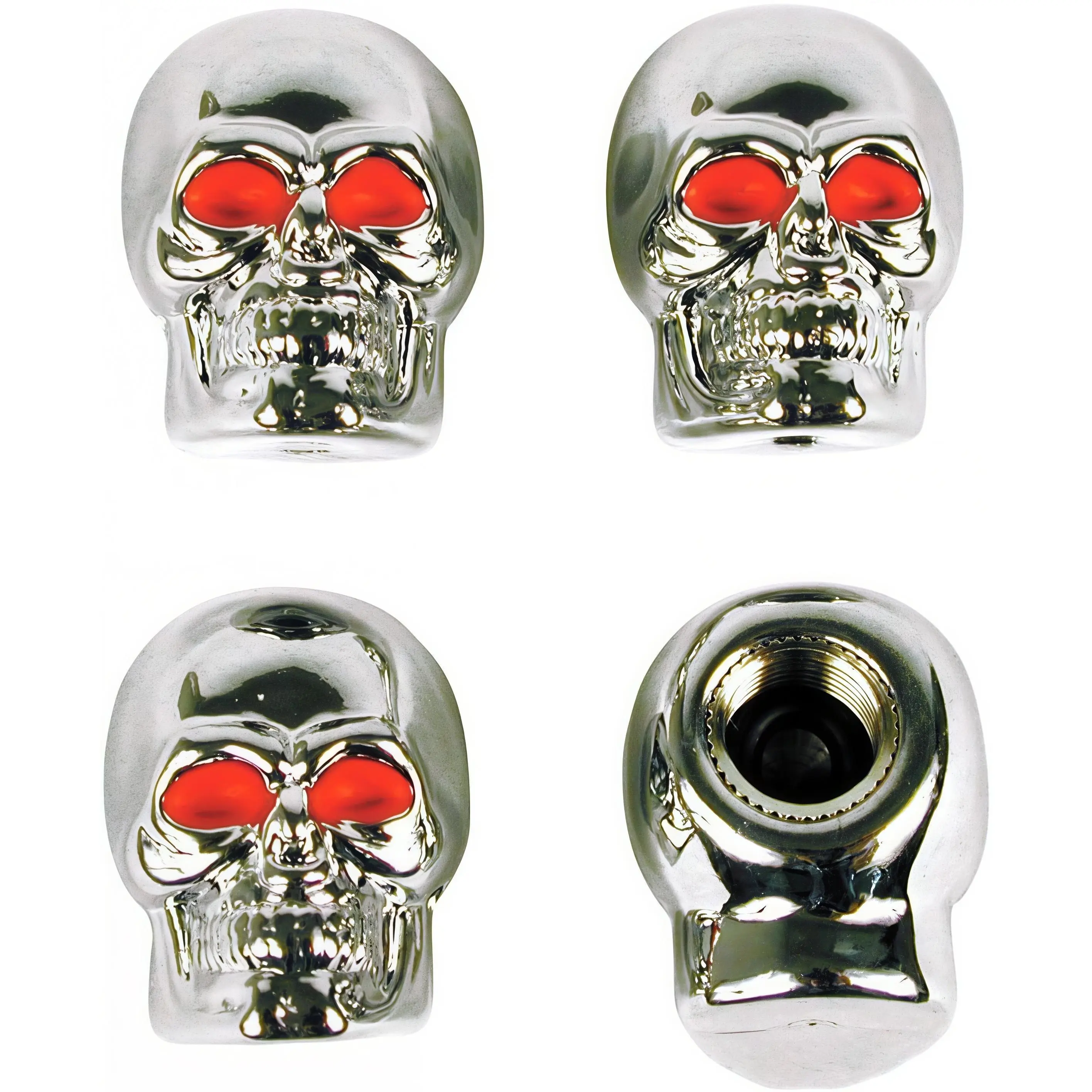4PCS Skull Tire Valve Caps, ABS Valve Stem Covers with Rubber Seals, Universal Tire Accessories for Cars, Trucks, SUVs & Motorcycles